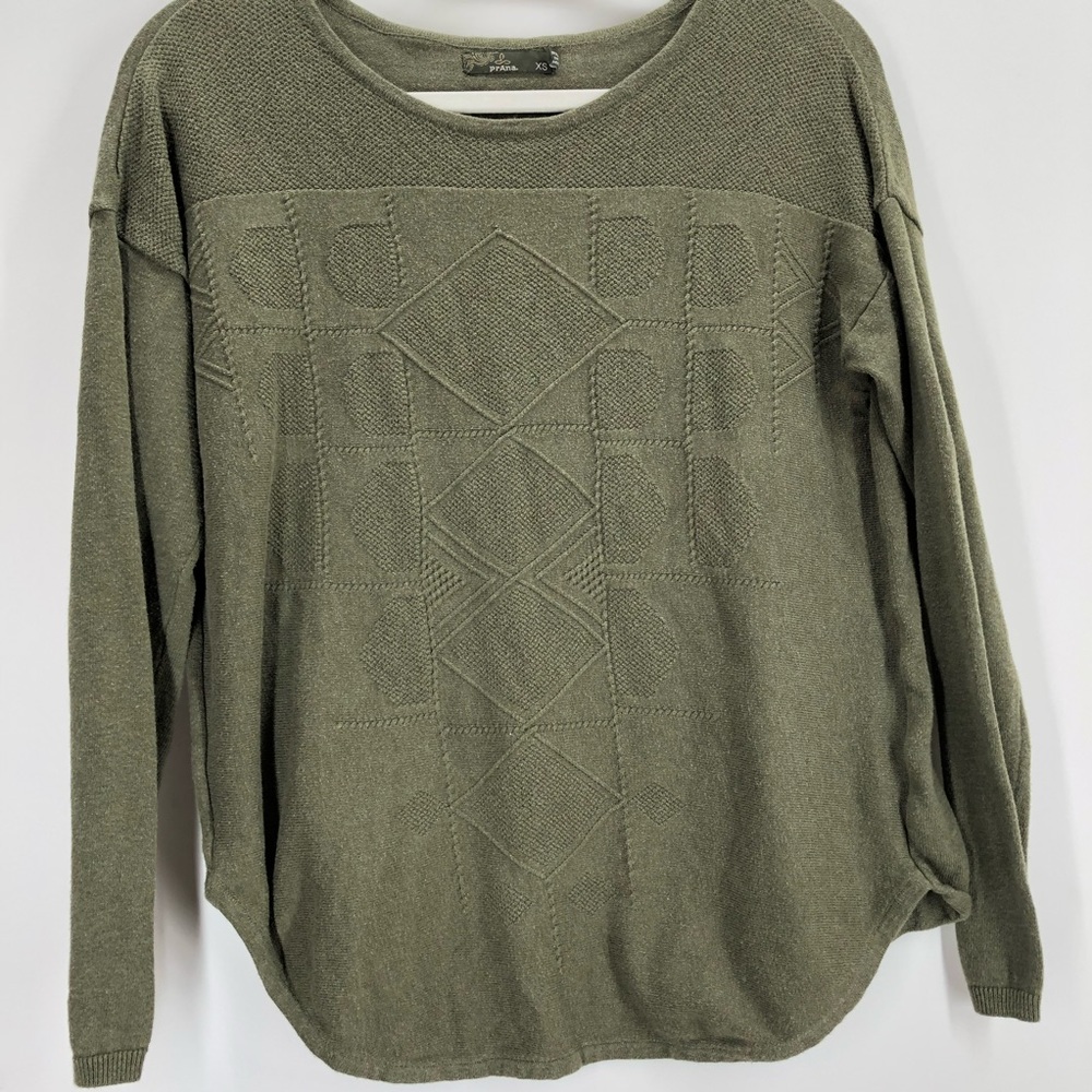 Prana green knit long sleeve shirt
